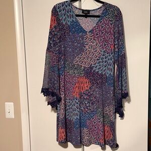 MSK Vibrant Long Sleeve Paisley Dress